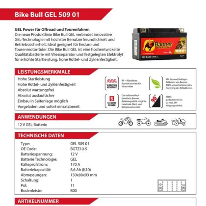 BANNER Batterie 50901 GEL