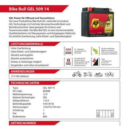 BANNER Batterie 50914 GEL